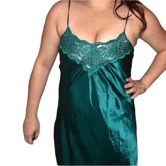 Vintage Inner Most Jade satin night gown‎ neglige size M - Picture 3 of 9